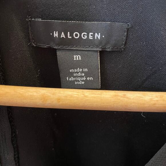 Halogen M Black Swiss Dot Dress | Nordstrom, Tiered Ruffle Hem, Sheer Sleeves - Picture 5 of 6